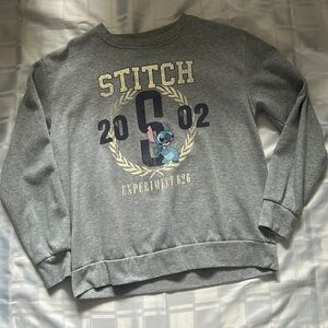 Disney Stitch (Lilo & Stitch) Pop Art Grey Casual Crewneck Sweater